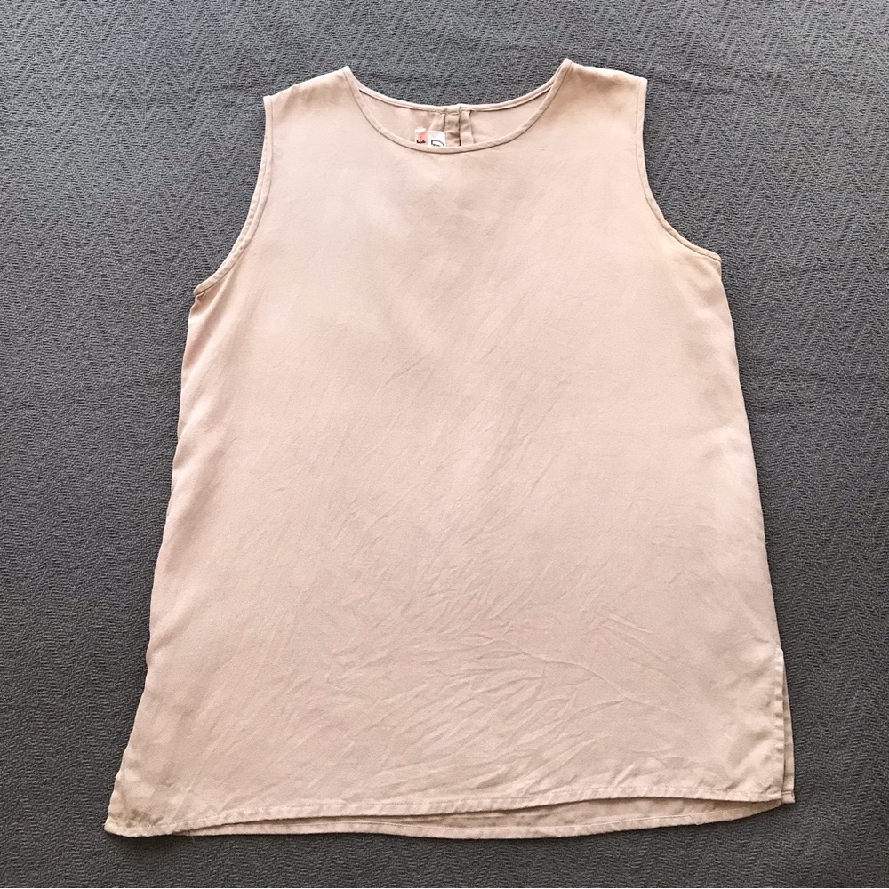 VTG Alexandria Taupe Tan Sand Mushroom 100% Silk Sleeveless Blouse Top Tank M